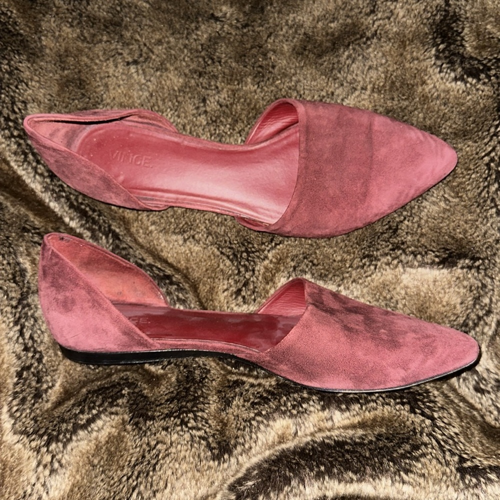 Vince Burgundy Nina Suede Pointed Toe Slip On Flats Size 9